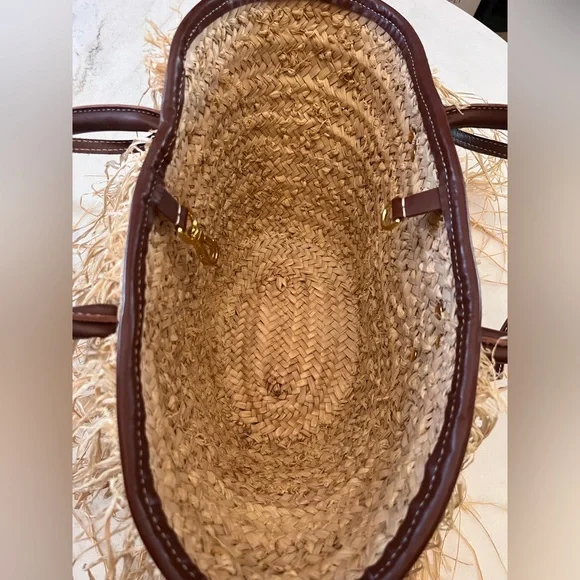 Jacquemus Le Panier Soli fringe raffia tote bag with brown leather trim - Picture 6 of 13